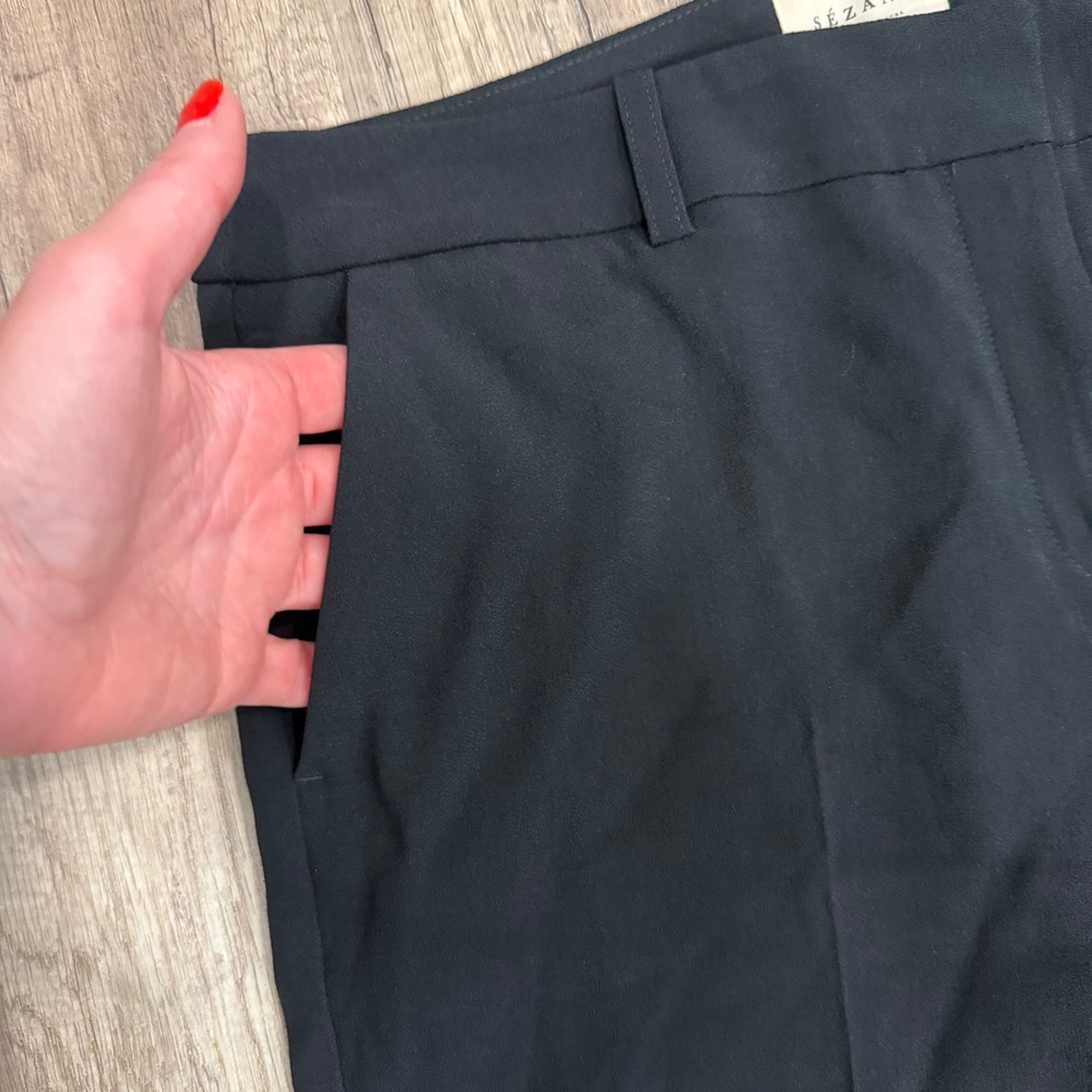 Sezane Trousers Women Size 10 Black Slim Leg Professional French Chic Pant - Picture 5 of 9